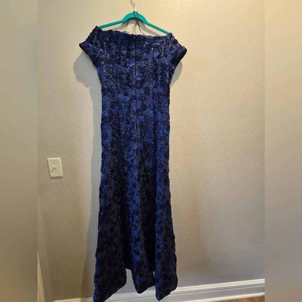 NWT, B Michael America Red Collection Textured Gown Navy Sz 6 - Picture 4 of 4